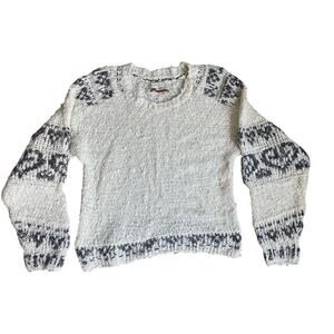 Anthropologie Pilcro Cream and Gray Shaggy Tribal Sweater. Women's Medium.